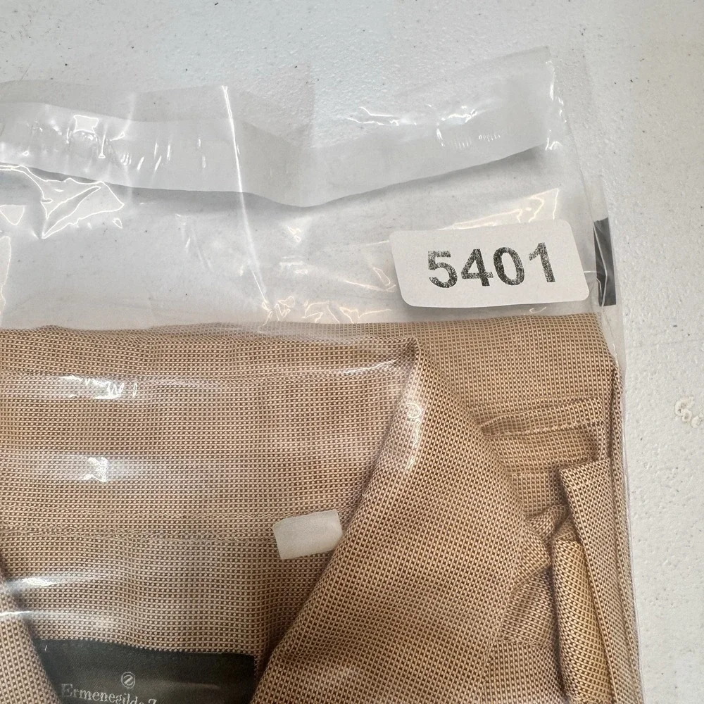 Ermenegildo Zegna Shirt Mens XL Beige‎ Cotton Button Up Dress Office Italy